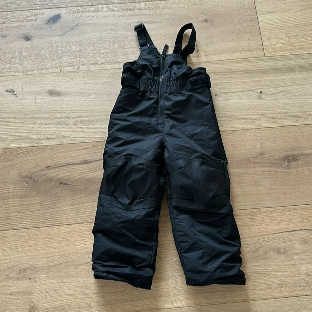 Cat & Jack Heavyweight Snow Bibs Overalls Black Zipper Gaiters Size 2T Unisex